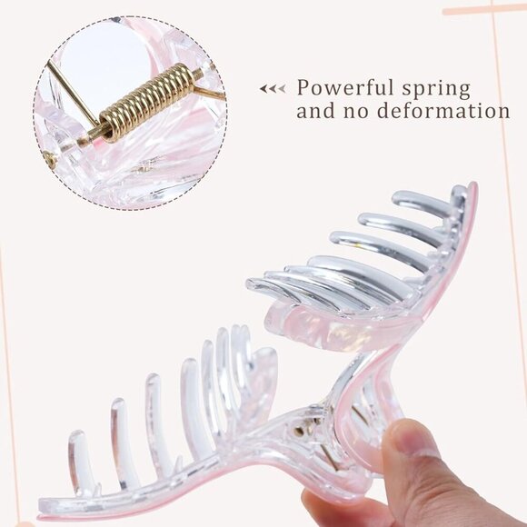 Large Acrylic Hair Claw Clips 4PCS Thick Hair Secure Grip Stylish Accessory - Picture 2 of 7
